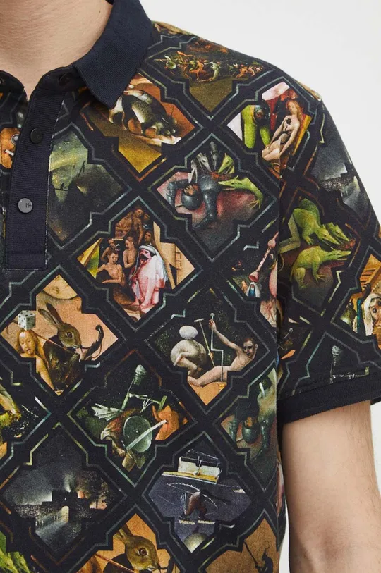 Bavlněné polo tričko pánské s elastanem z kolekce Eviva L'arte černá barva