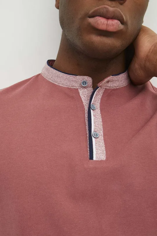 Bavlněné polo tričko pánské růžová barva Pánský