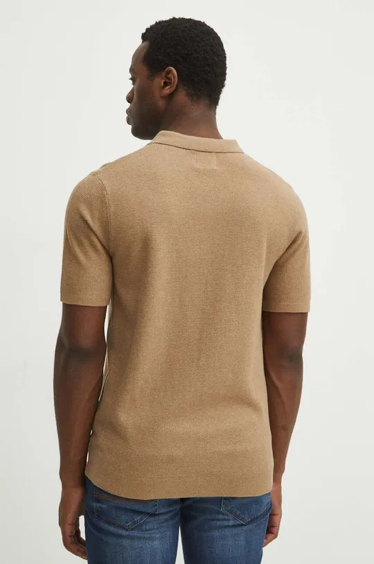 Polo tričko pánske s textúrou béžová farba <p>82 % Bavlna, 18 % Polyamid</p>