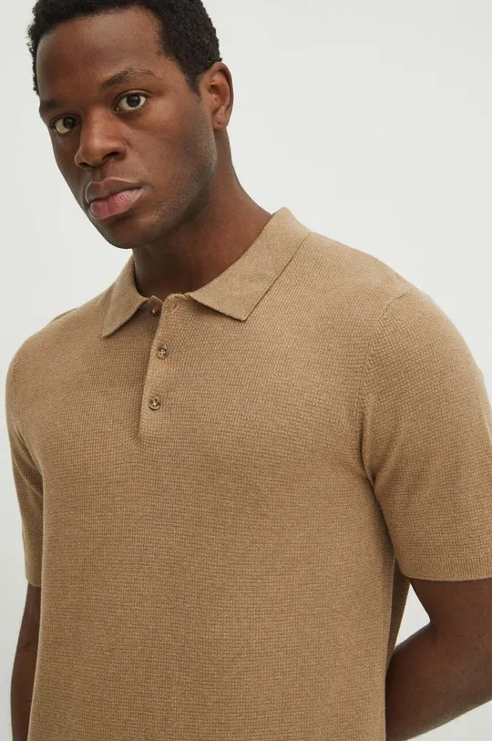 béžová Polo tričko pánske s textúrou béžová farba