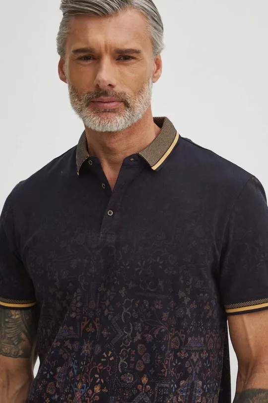 černá Bavlněné polo tričko pánské s elastanem černá barva