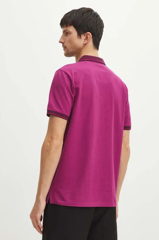 Bavlněné polo tričko pánské růžová barva 98 % Bavlna, 2 % Elastan
