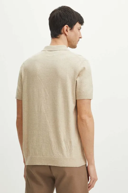 Polo tričko s prímesou ľanu pánske hladké béžová farba <p>70 % Bavlna, 30 % Ľan</p>