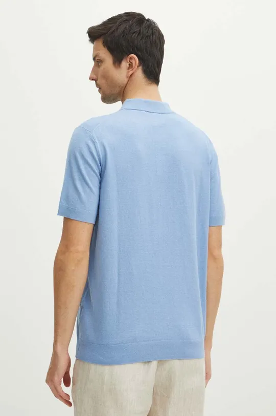 Polo tričko s lněnou směsí jednobarevné modrá barva <p>70 % Bavlna, 30 % Len</p>