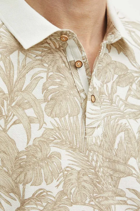 Bavlnené polo tričko pánske so vzorom s textúrou béžová farba Pánsky