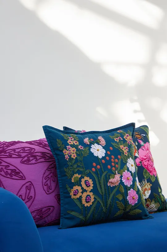 Poszewka dekoracyjna na poduszkę z ozdobną aplikacją 45 x 45 cm kolor multicolor Unisex