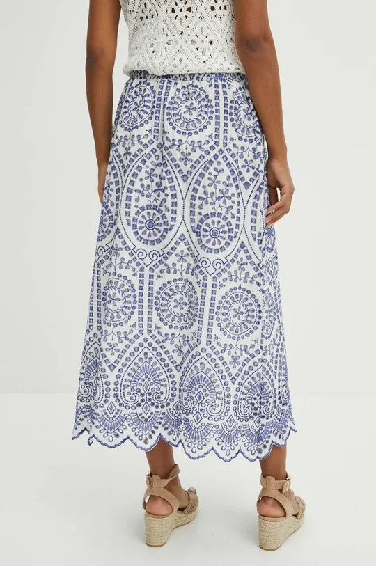 Bavlněná sukně dámská maxi s ozdobnou výšivkou modrá barva <p>Hlavní materiál: 100 % Bavlna Podšívka: 100 % Bavlna</p>