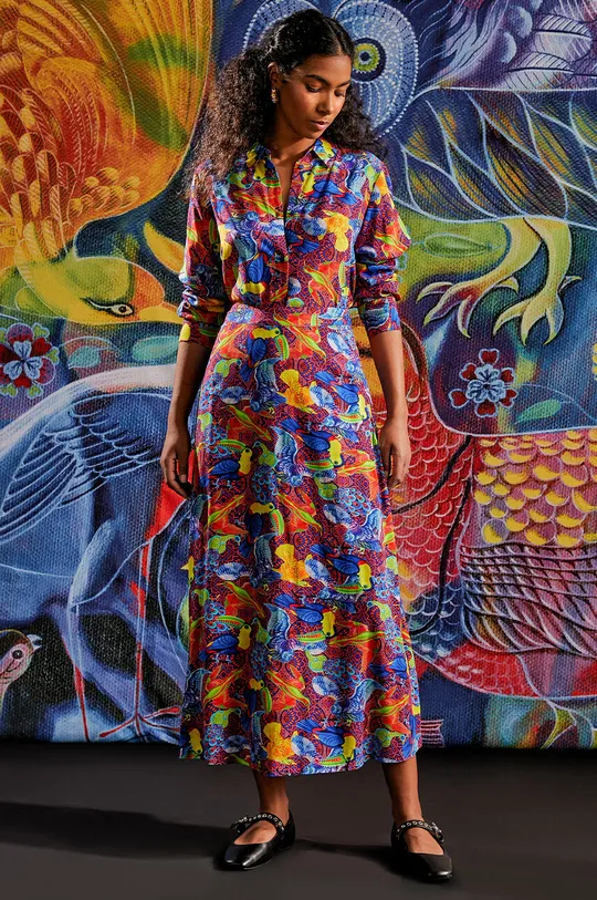 multicolor Spódnica damska maxi z kolekcji Jane Tattersfield x Medicine kolor multicolor Damski