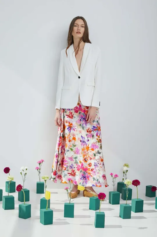 Spódnica damska maxi w kwiaty kolor biały 100 % Wiskoza