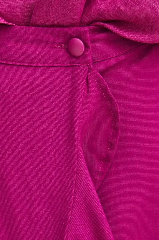 różowy Spódnica z domieszką lnu damska maxi gładka kolor różowy