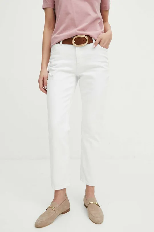Jeansy damskie straight kolor biały biały