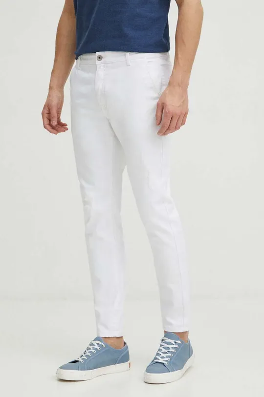 biały Jeansy męskie tapered kolor biały Męski