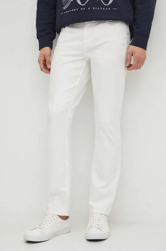 biały Jeansy męskie straight gładkie kolor biały Męski