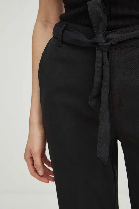 černá Kalhoty dámské jednobarevné černá barva