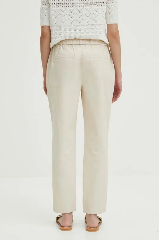 Kalhoty dámské béžová barva <p>98 % Bavlna, 2 % Elastan</p>