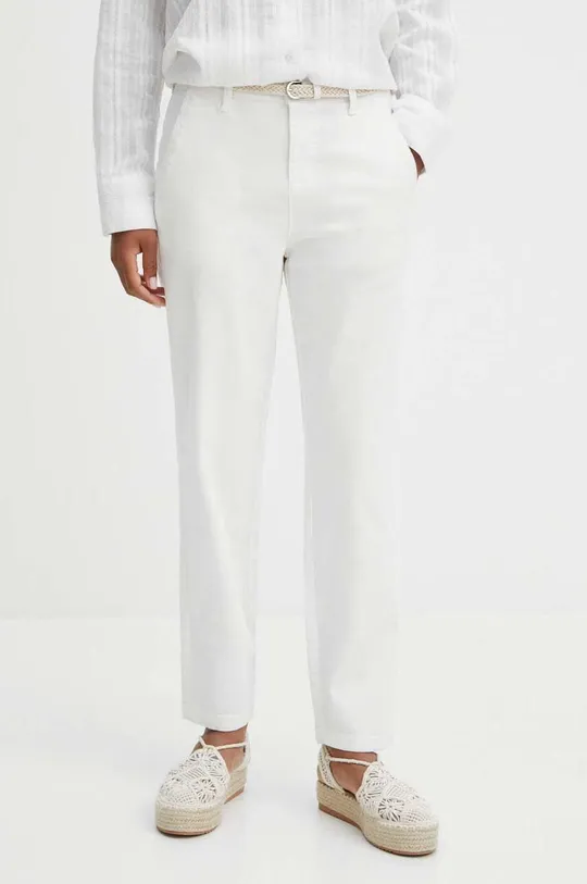 Kalhoty dámské chino jednobarevné bílá barva bílá