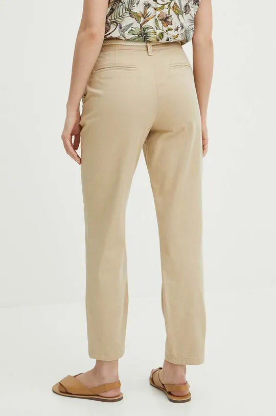 Spodnie damskie chino gładkie kolor beżowy Materiał główny: 98 % Bawełna, 2 % Elastan Materiał dodatkowy: 100 % Bawełna