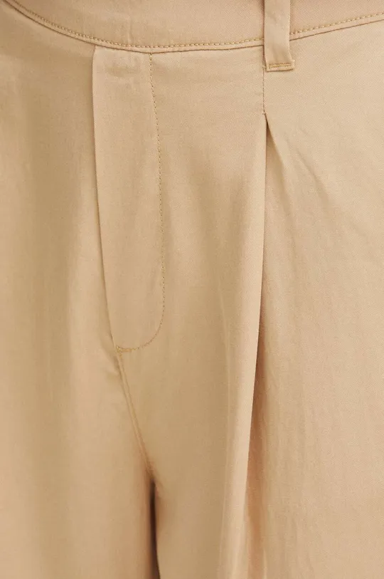 beżowy Spodnie damskie z lyocellu gładkie kolor beżowy