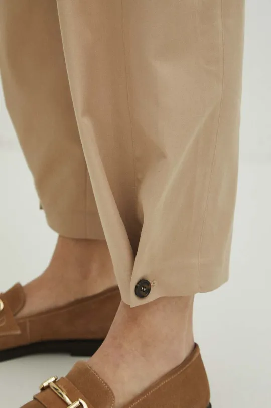 béžová Kalhoty dámské jednobarevné béžová barva
