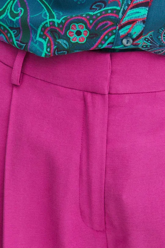 różowy Spodnie damskie wide leg gładkie kolor różowy