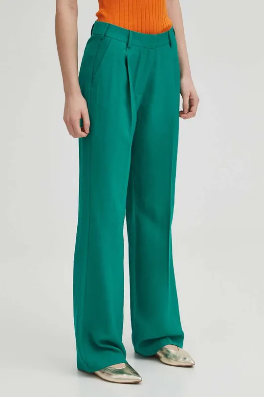 Kalhoty dámské zelená barva zelená