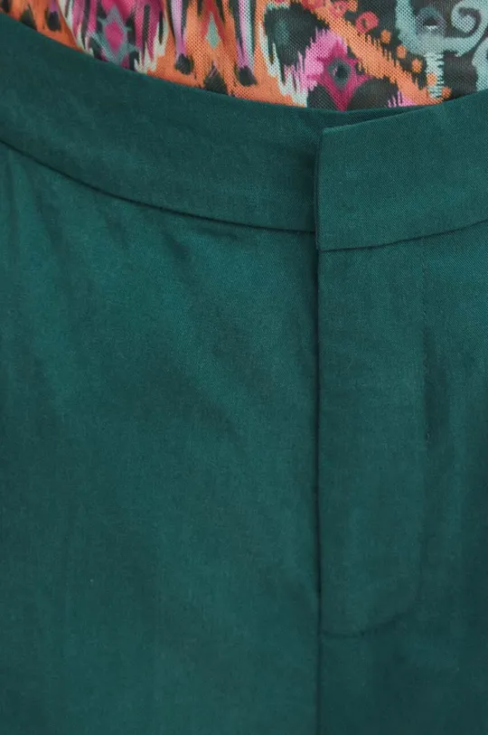 zielony Spodnie damskie wide leg z lyocellu kolor zielony