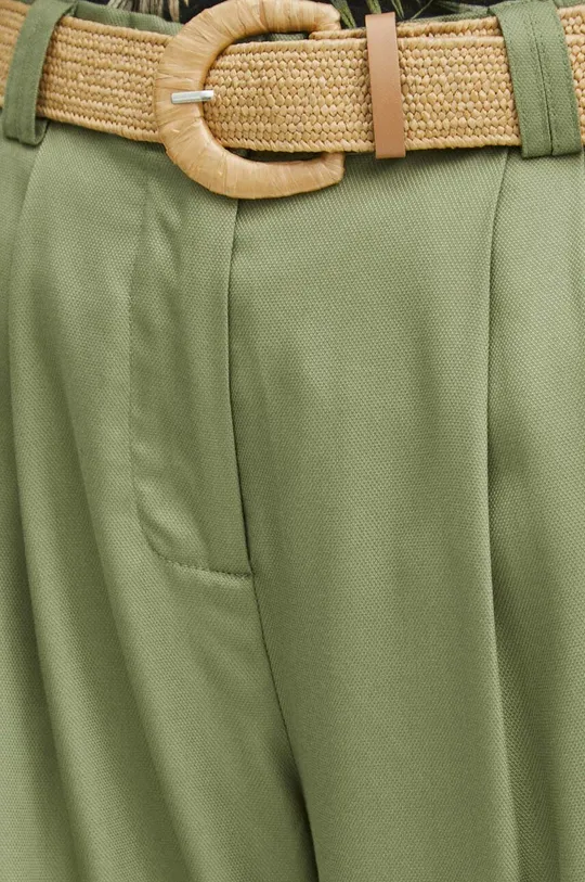 Spodnie damskie culottes gładkie kolor zielony Damski