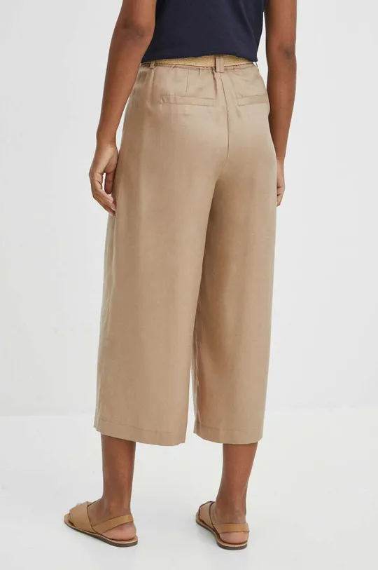 Spodnie damskie culottes gładkie kolor beżowy Materiał główny: 100 % Lyocell, Materiał dodatkowy: 100 % Poliester