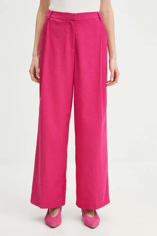 Spodnie damskie wide leg gładkie kolor różowy Damski