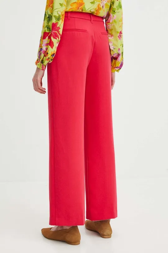 Kalhoty dámské wide leg jednobarevné růžová barva <p>Hlavní materiál: 73 % Polyester, 23 % Viskóza, 4 % Elastan Podšívka: 100 % Polyester</p>