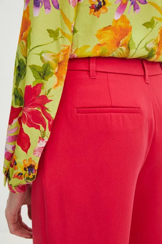 růžová Kalhoty dámské wide leg jednobarevné růžová barva