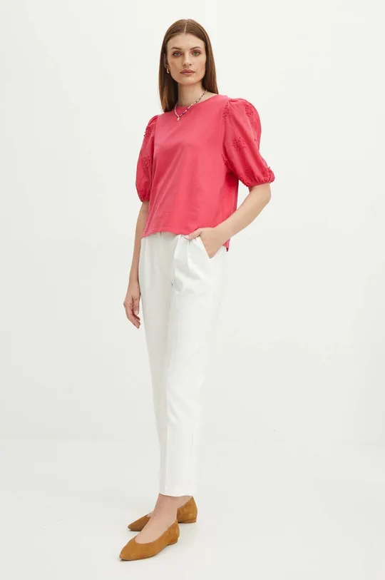 Kalhoty dámské chino jednobarevné bílá barva bílá