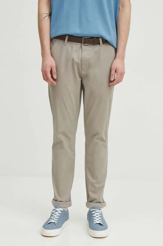 Spodnie męskie z paskiem slim kolor szary szary