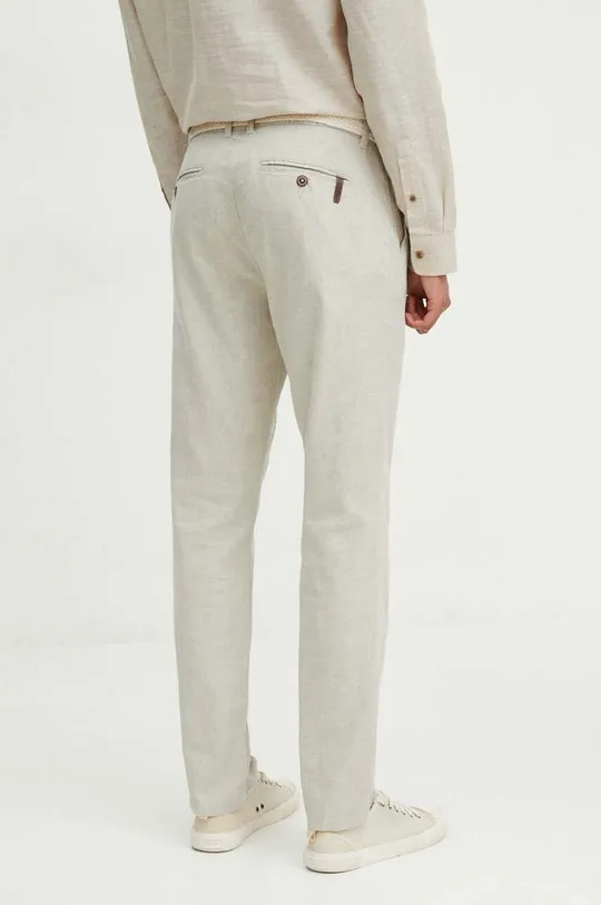 Spodnie lniane męskie regular melanżowe kolor beżowy Materiał główny: 55 % Len, 45 % Bawełna, Podszewka: 100 % Bawełna, Materiał dodatkowy: 100 % Bawełna