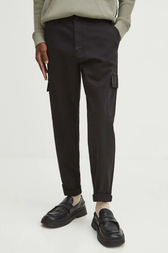 Spodnie męskie z kieszeniami cargo kolor czarny czarny