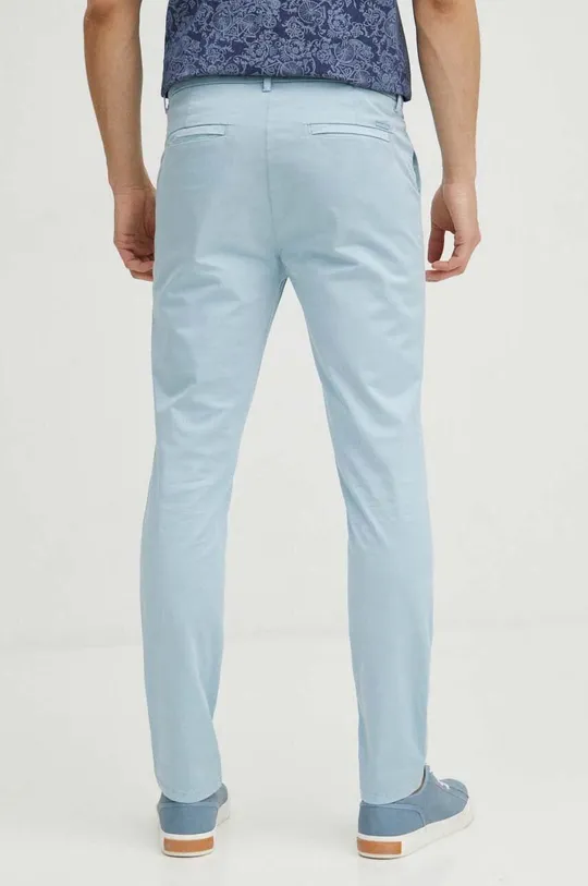 Spodnie męskie slim gładkie kolor niebieski Materiał główny: 98 % Bawełna, 2 % Elastan, Podszewka: 100 % Bawełna, Materiał dodatkowy: 100 % Bawełna