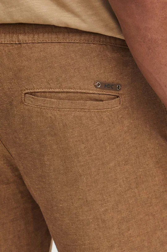 brązowy Spodnie lniane męskie tapered kolor brązowy