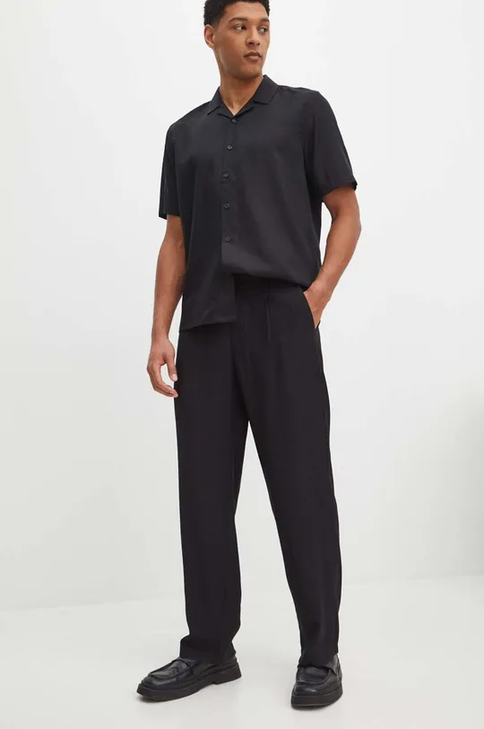 Spodnie męskie chino gładkie kolor czarny czarny