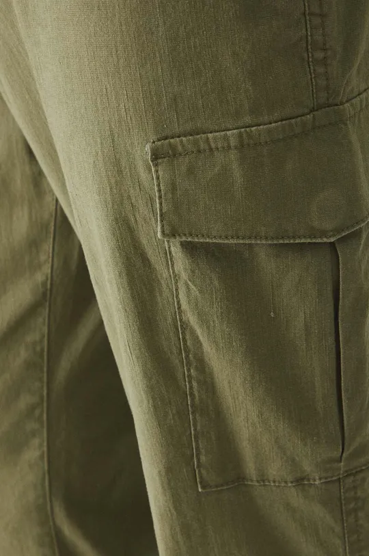 zielony Spodnie męskie z włóknem konopnym z kieszeniami cargo kolor zielony