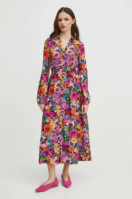 multicolor Sukienka damska midi wzorzysta kolor Damski