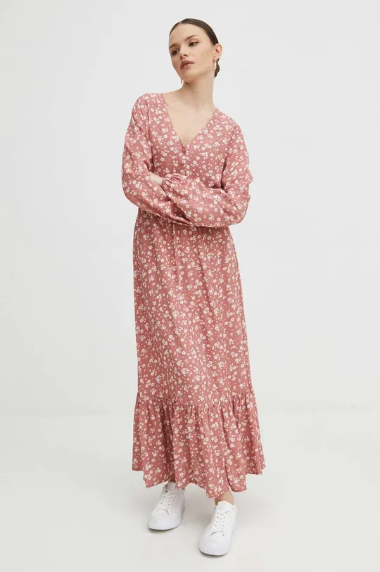 Sukienka damska maxi wzorzysta kolor różowy różowy