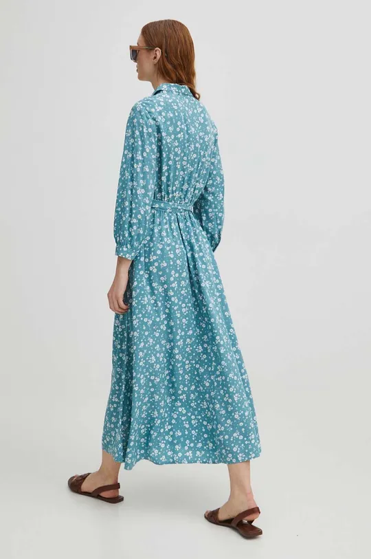 Sukienka damska midi z wiskozy wzorzysta kolor turkusowy 100 % Wiskoza
