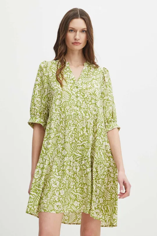 Sukienka damska mini oversize wzorzysta kolor zielony zielony