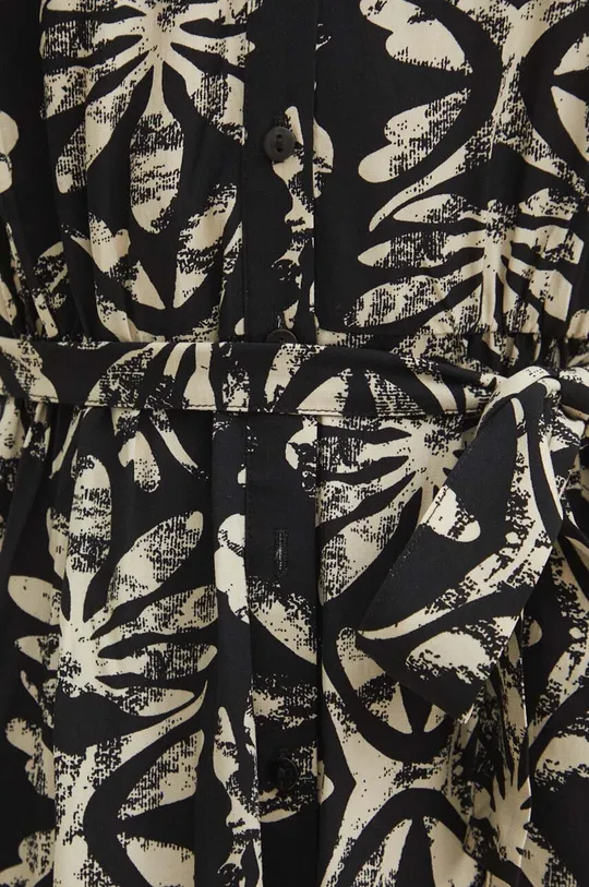 Sukienka midi z paskiem wzorzysta kolor czarny Damski