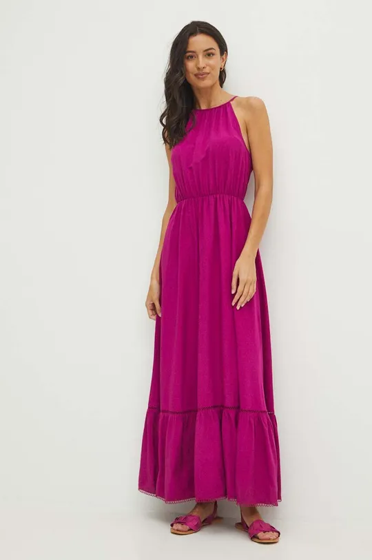Φόρεμα από λινό μείγμα Medicine ροζ