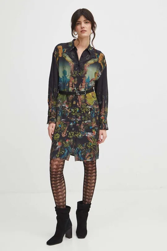 Sukienka midi z kolekcji Eviva L'arte kolor czarny 100 % Wiskoza