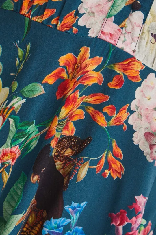 Sukienka damska mini w kwiaty kolor turkusowy