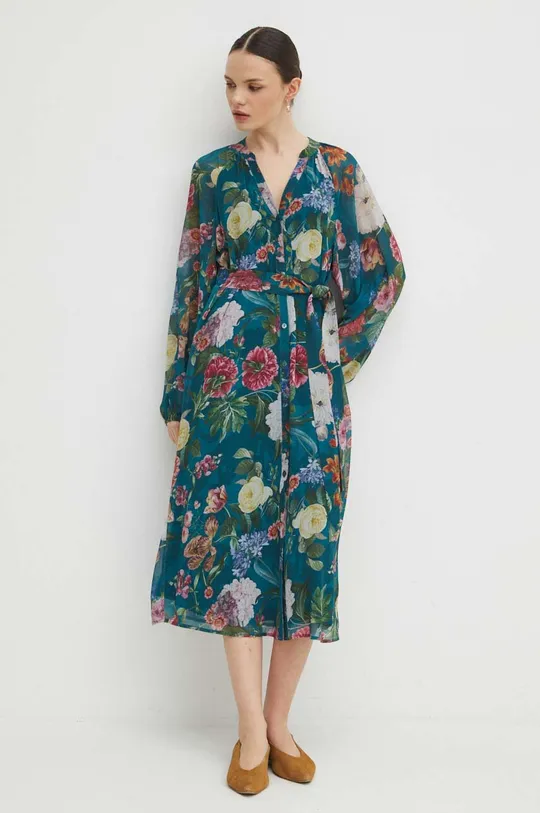 Šaty dámske maxi kvetované tyrkysová farba tyrkysová