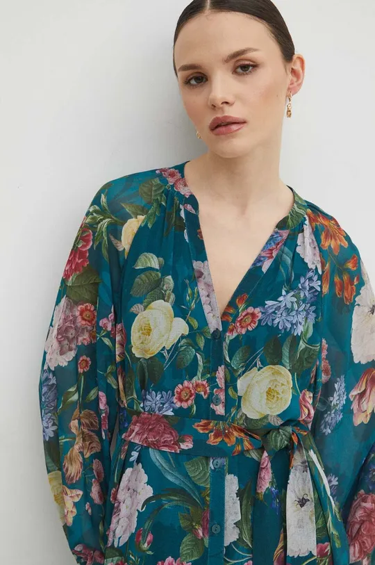 tyrkysová Šaty dámske maxi kvetované tyrkysová farba