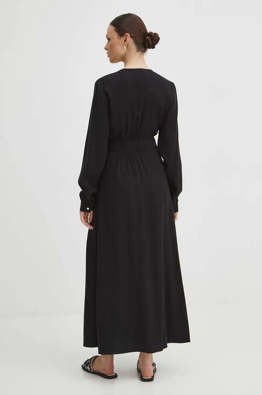 Sukienka damska midi gładka kolor czarny 90 % Wiskoza, 10 % Poliester